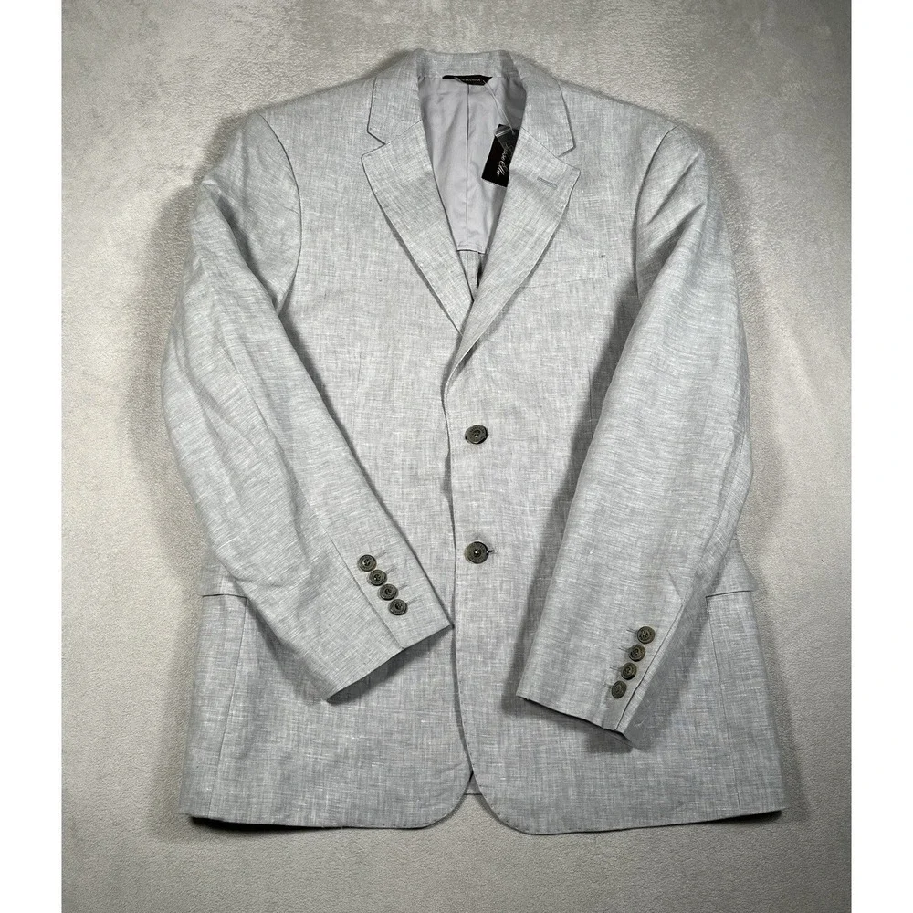 NWT-Tasso Elba Blazer Mens M Grey 100% Linen Sport Coat Jacket Island Summer